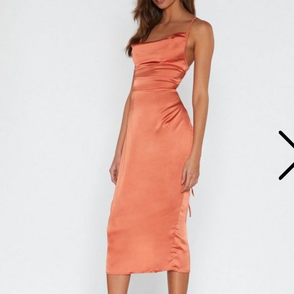 Cowl Are You Satin Midi Dress - Picture 2 of 6
